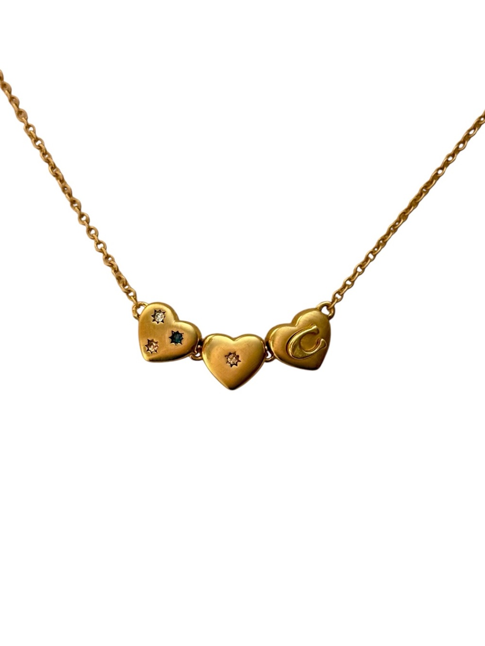 NWT Coach Heart Cluster Pendant Necklace Gold Multi Crystal CDS73 - Picture 6 of 7
